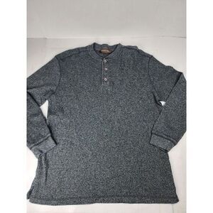 Taylor & Henry Henley Long‎ Sleeve Shirt Heather Gray Men's Size L Large